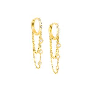 NWT Adina Eden Pavé Bezel Chain Huggie Earring Gold Plated